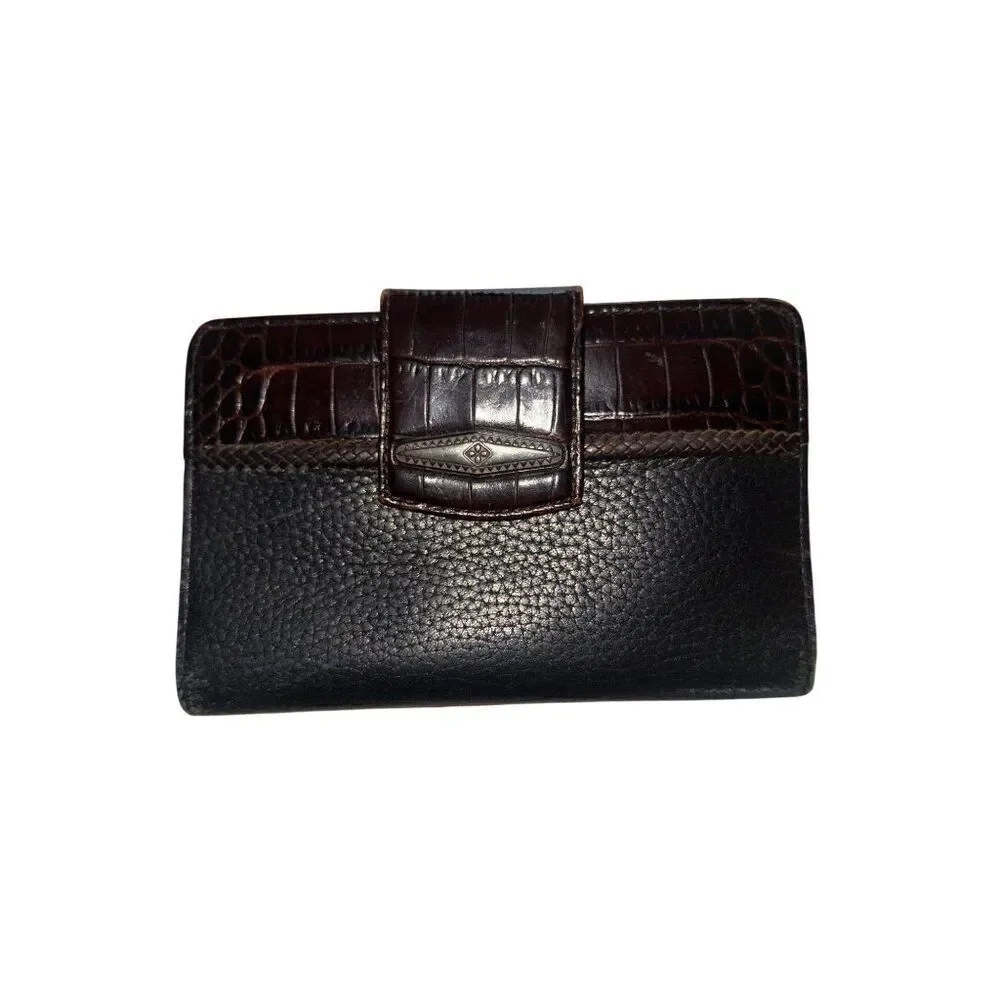 Brighton Vintage 90’s Pebbled Leather Croc Embossed Bi-Fold Checkbook Wallet Cho